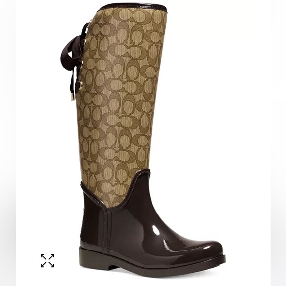 Coach Tristee Rainboots Lace-up Size 6B Brown - Picture 10 of 10